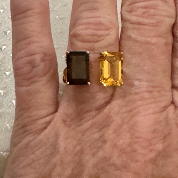 Michael Valitutti 8.15ctw Emerald Cut Citrine & Smoky Quartz Ring Sz 7 - Picture 10 of 10